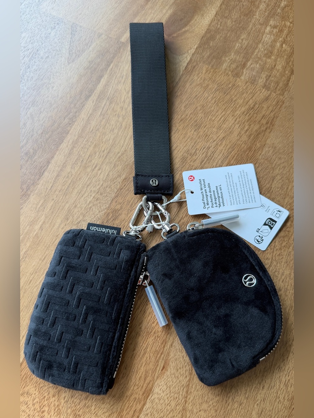 Lululemon Black Velvet Dual Pouch with L Monogram (Rare)